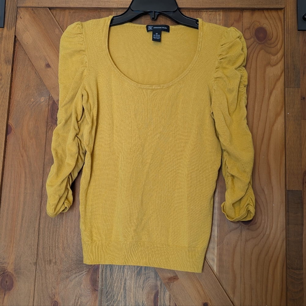 Yellow Puff Sleeve Sweater